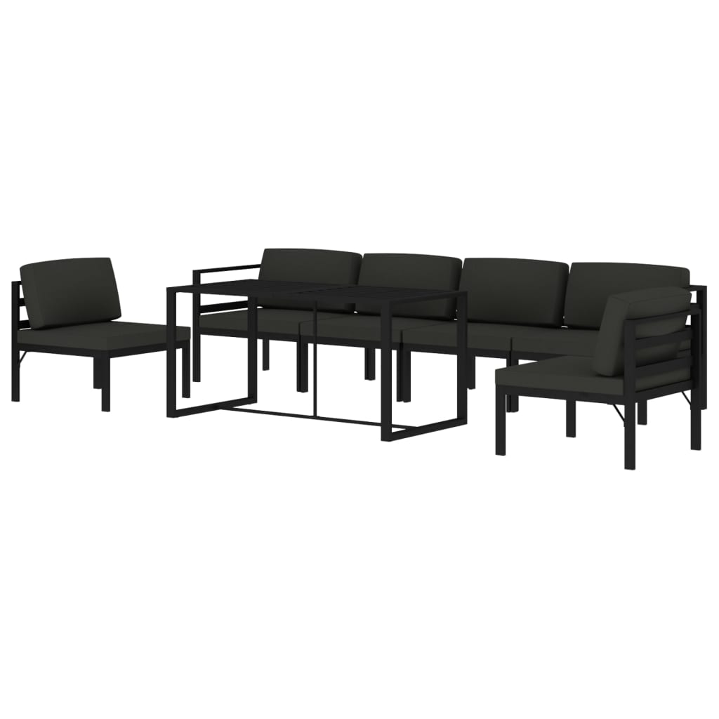 Set Divani da Giardino 7 pz con Cuscini in Alluminio Antracite | homemem39