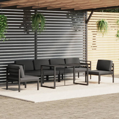 Set Divani da Giardino 7 pz con Cuscini in Alluminio Antracite | homemem39