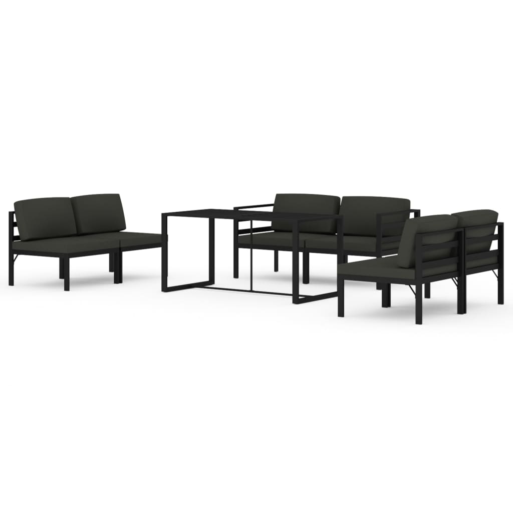 Set Divani da Giardino 7 pz con Cuscini in Alluminio Antracite | homemem39