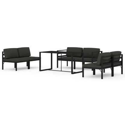 Set Divani da Giardino 7 pz con Cuscini in Alluminio Antracite | homemem39