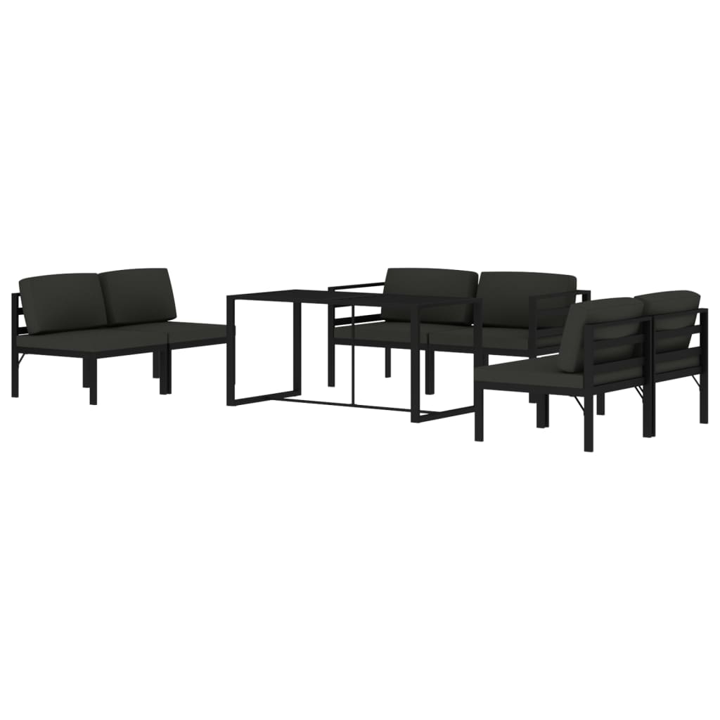 Set Divani da Giardino 7 pz con Cuscini in Alluminio Antracite | homemem39