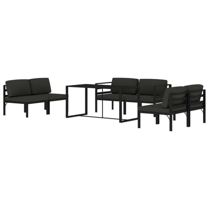 Set Divani da Giardino 7 pz con Cuscini in Alluminio Antracite | homemem39
