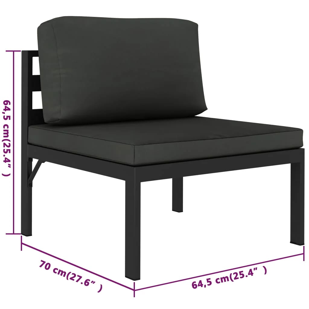 Set Divani da Giardino 7 pz con Cuscini in Alluminio Antracite | homemem39