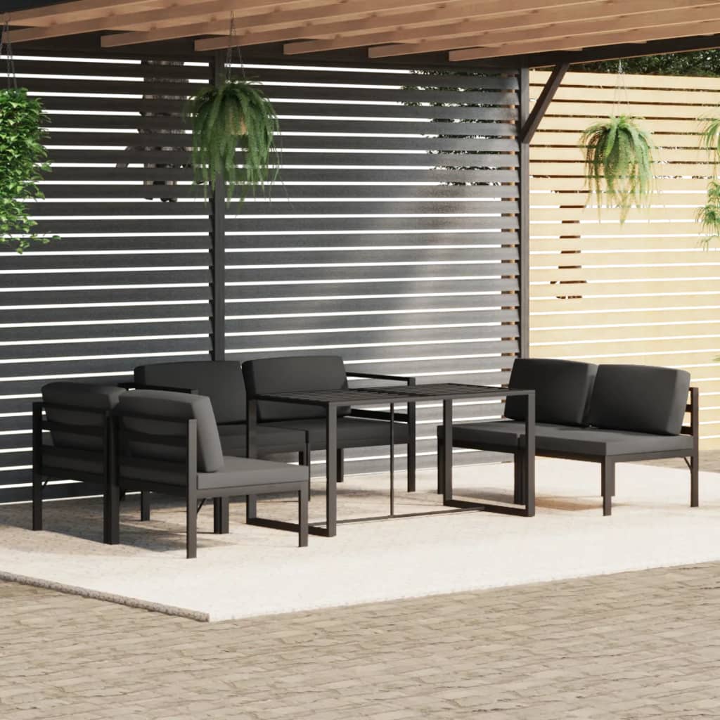 Set Divani da Giardino 7 pz con Cuscini in Alluminio Antracite - homemem39