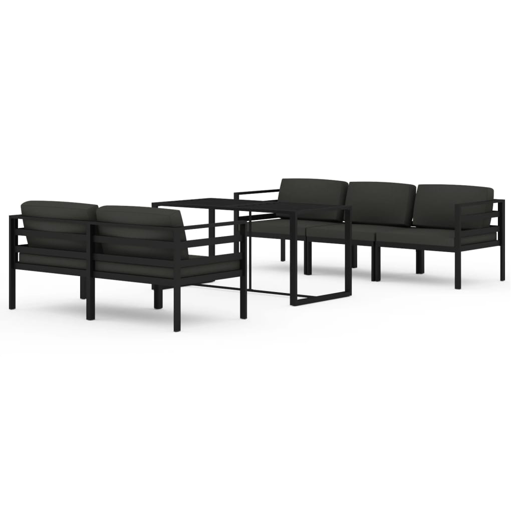 Set Divani da Giardino 6 pz con Cuscini in Alluminio Antracite | homemem39