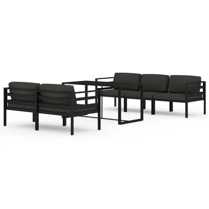 Set Divani da Giardino 6 pz con Cuscini in Alluminio Antracite | homemem39