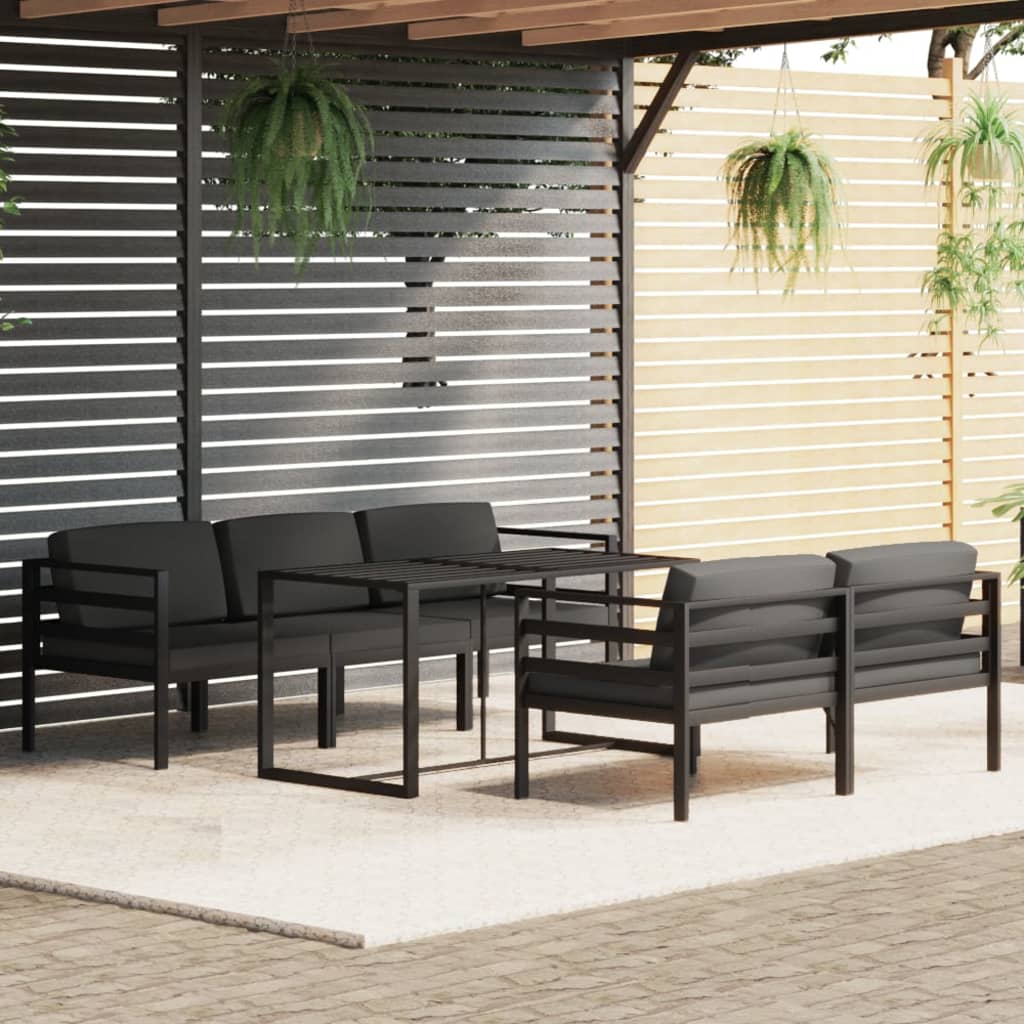 Set Divani da Giardino 6 pz con Cuscini in Alluminio Antracite | homemem39