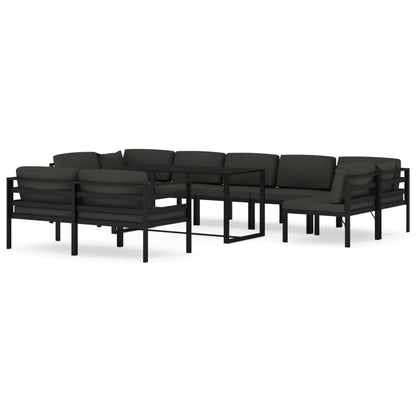 Set Divani da Giardino 10 pz con Cuscini in Alluminio Antracite | homemem39