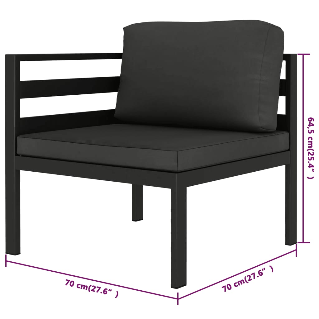 Set Divani da Giardino 10 pz con Cuscini in Alluminio Antracite | homemem39