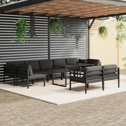 Set Divani da Giardino 10 pz con Cuscini in Alluminio Antracite - homemem39