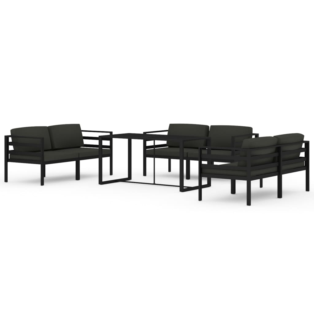 Set Divani da Giardino 7 pz con Cuscini in Alluminio Antracite | homemem39