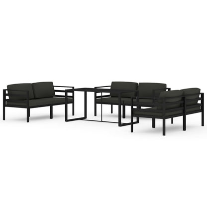 Set Divani da Giardino 7 pz con Cuscini in Alluminio Antracite | homemem39