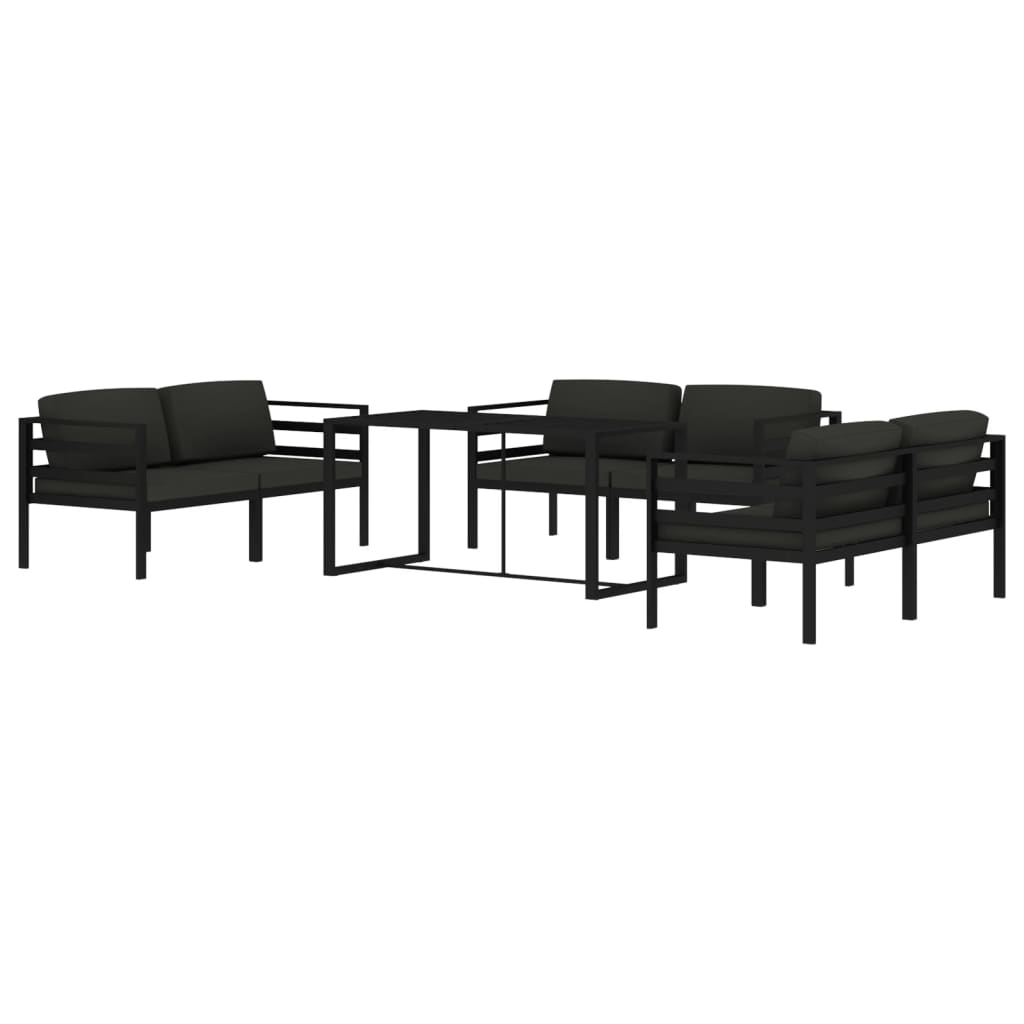 Set Divani da Giardino 7 pz con Cuscini in Alluminio Antracite | homemem39