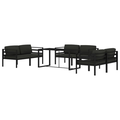 Set Divani da Giardino 7 pz con Cuscini in Alluminio Antracite | homemem39