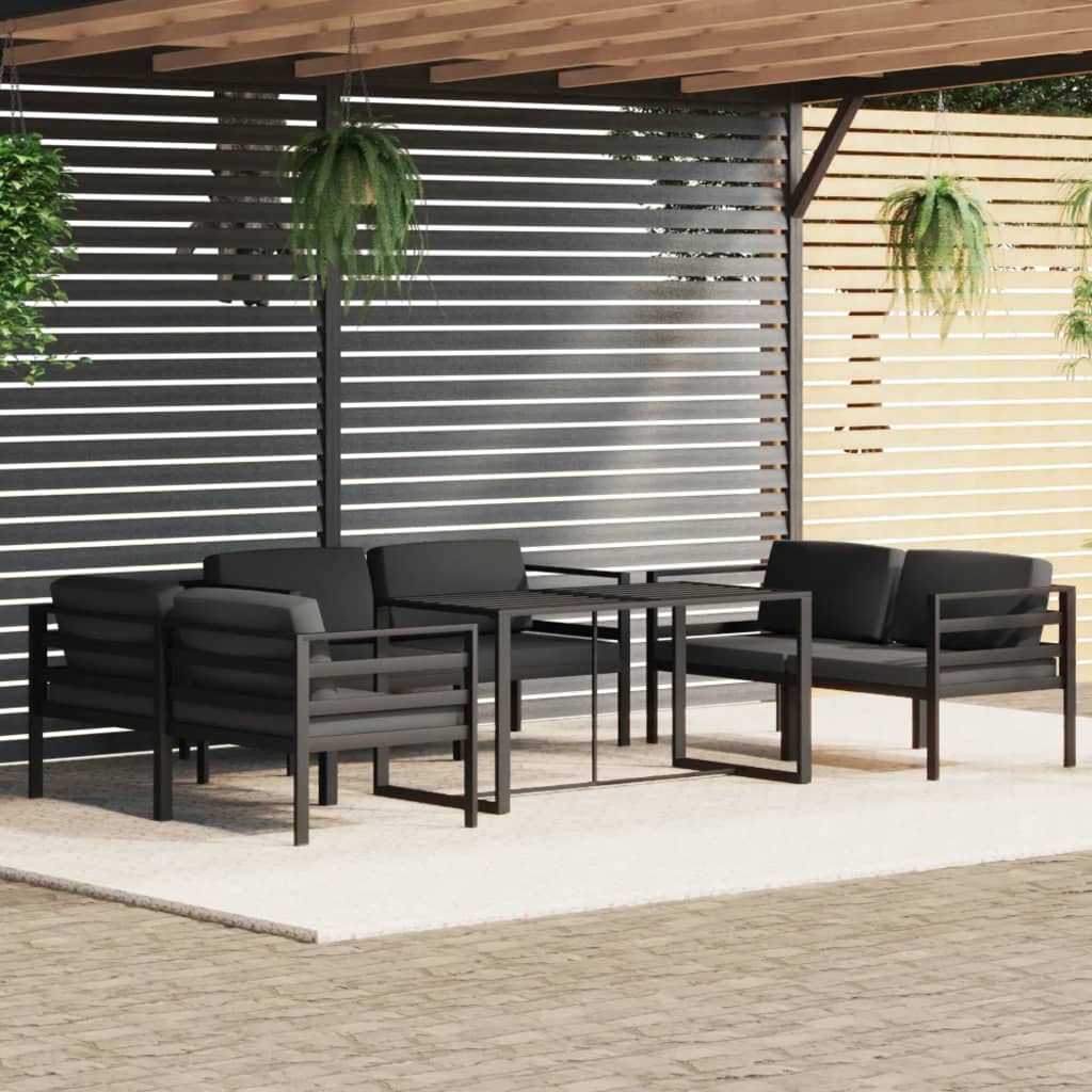Set Divani da Giardino 7 pz con Cuscini in Alluminio Antracite | homemem39