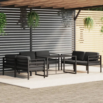 Set Divani da Giardino 7 pz con Cuscini in Alluminio Antracite | homemem39