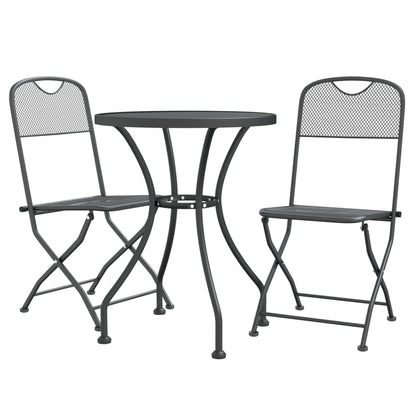 Set da Pranzo per Giardino 3pz Rete Metallica Espansa Antracite | homemem39