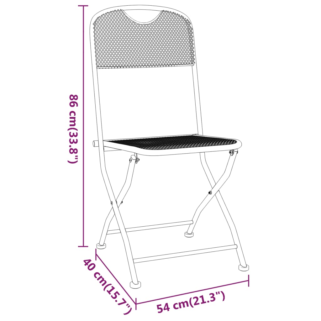 Set da Pranzo per Giardino 3pz Rete Metallica Espansa Antracite | homemem39