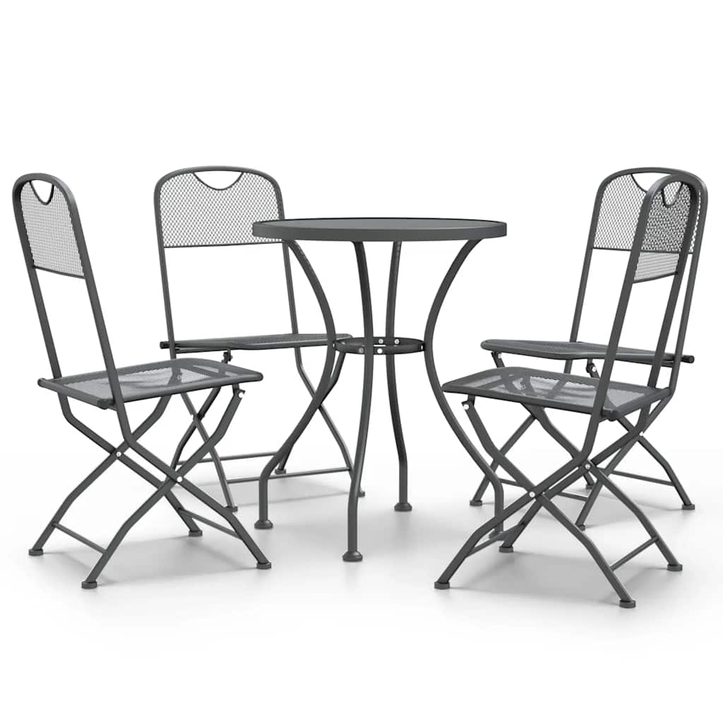 Set da Pranzo per Giardino 5pz Rete Metallica Espansa Antracite | homemem39