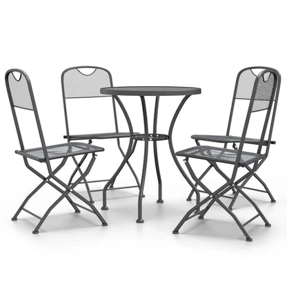 Set da Pranzo per Giardino 5pz Rete Metallica Espansa Antracite | homemem39