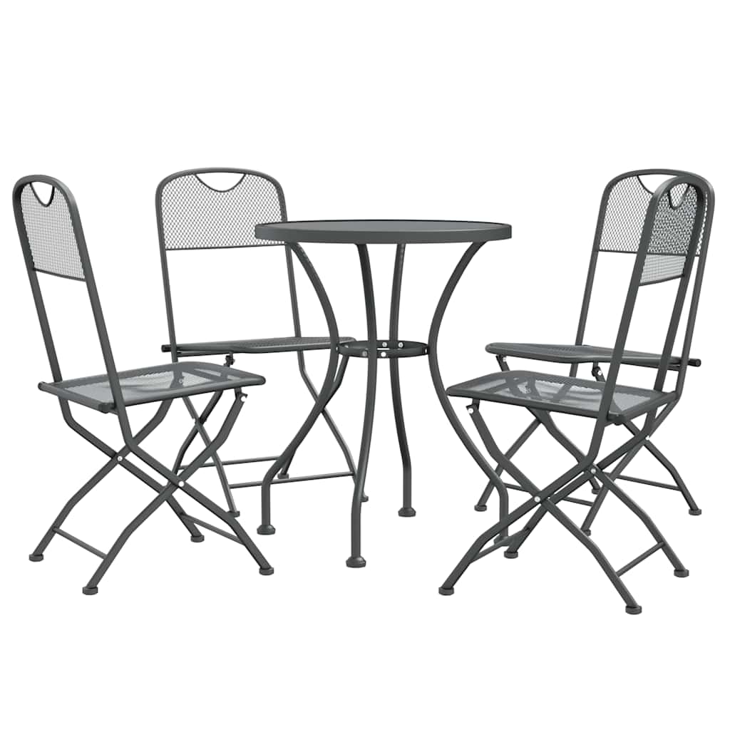 Set da Pranzo per Giardino 5pz Rete Metallica Espansa Antracite | homemem39