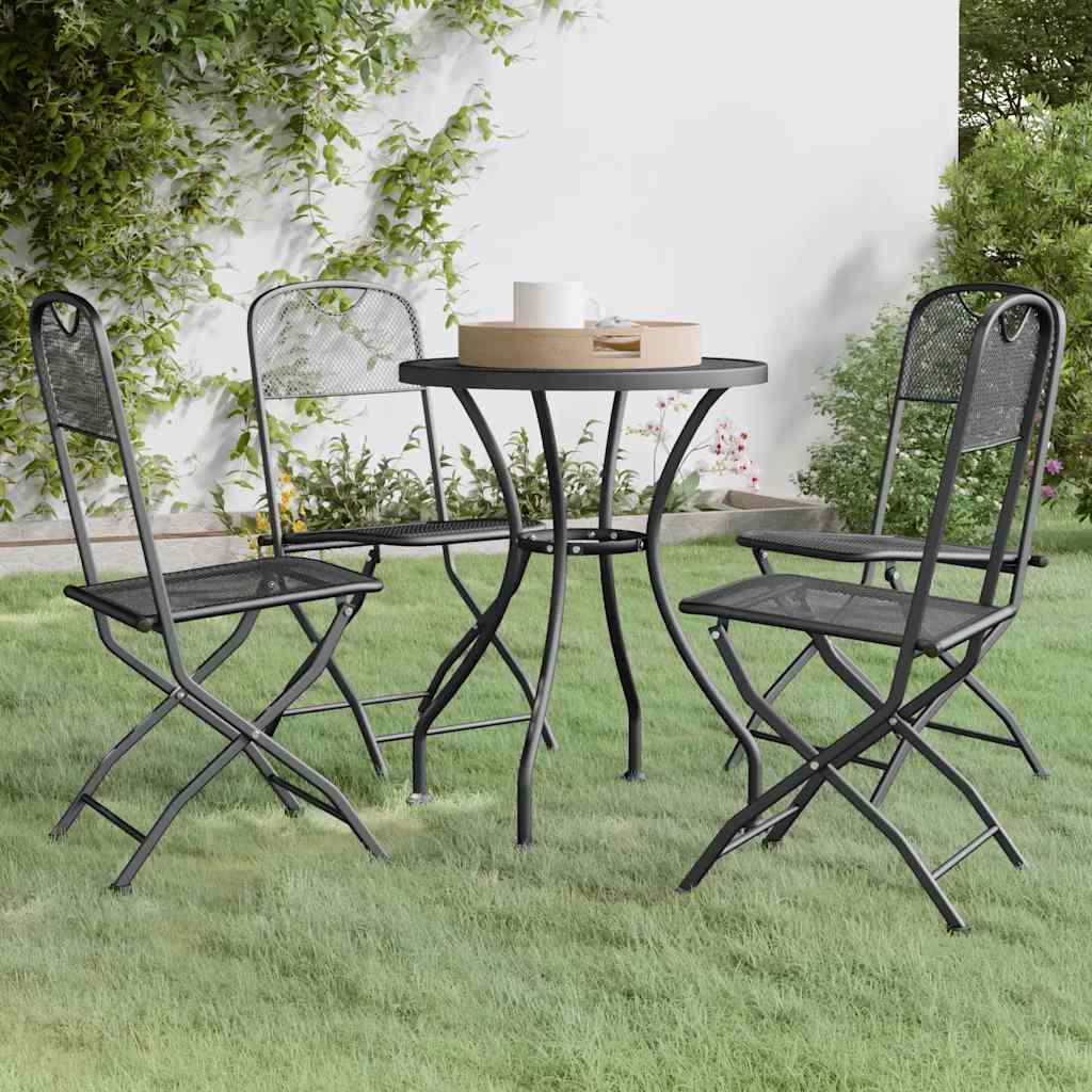 Set da Pranzo per Giardino 5pz Rete Metallica Espansa Antracite | homemem39