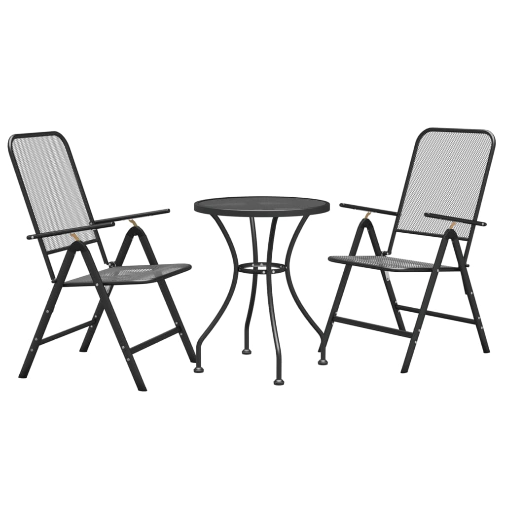 Set da Pranzo per Giardino 3pz Rete Metallica Espansa Antracite | homemem39