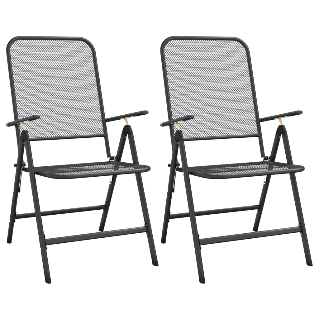 Set da Pranzo per Giardino 3pz Rete Metallica Espansa Antracite | homemem39