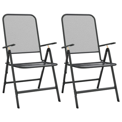 Set da Pranzo per Giardino 3pz Rete Metallica Espansa Antracite | homemem39
