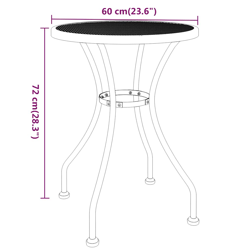 Set da Pranzo per Giardino 3pz Rete Metallica Espansa Antracite | homemem39