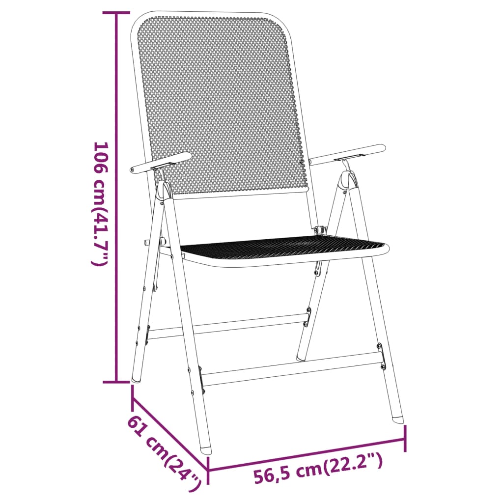 Set da Pranzo per Giardino 3pz Rete Metallica Espansa Antracite | homemem39