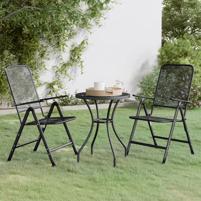 Set da Pranzo per Giardino 3pz Rete Metallica Espansa Antracite | homemem39