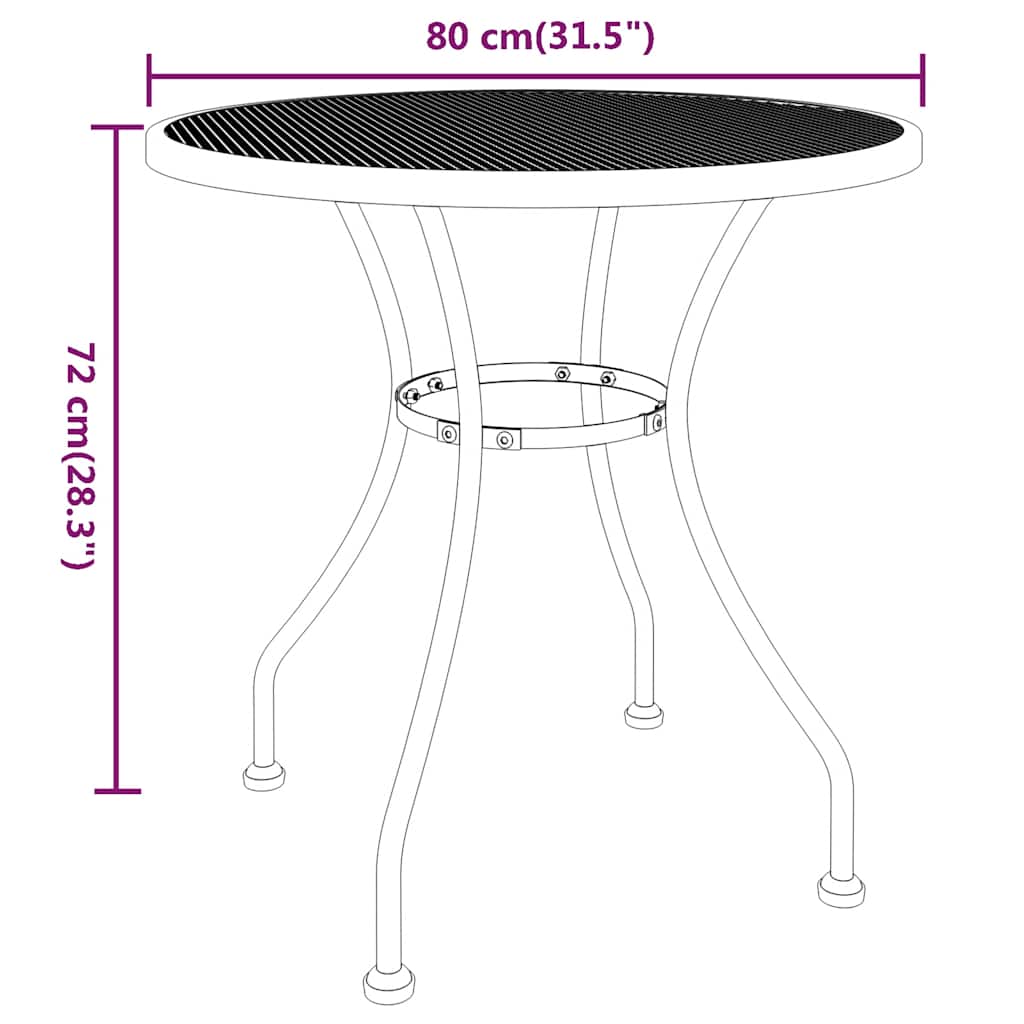 Set da Pranzo per Giardino 3pz Rete Metallica Espansa Antracite