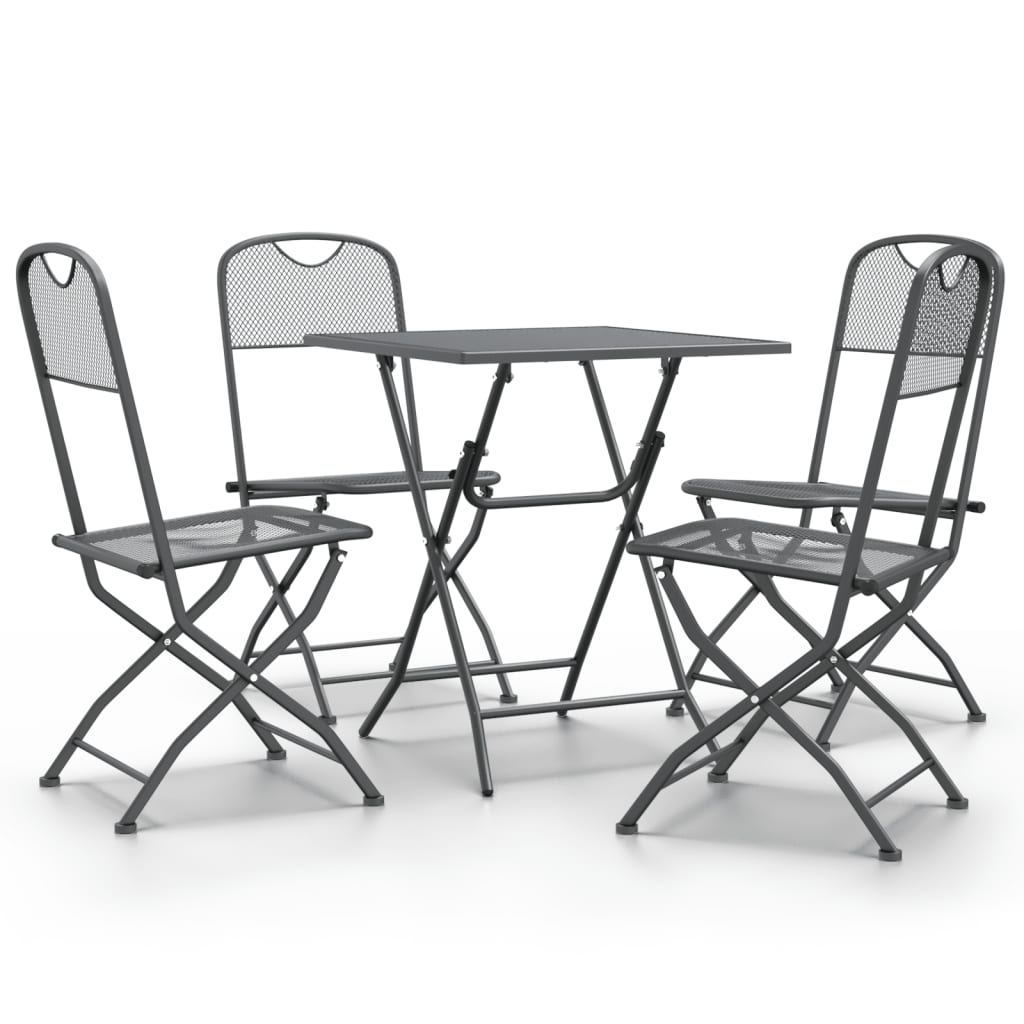Set da Pranzo per Giardino 5pz Rete Metallica Espansa Antracite | homemem39