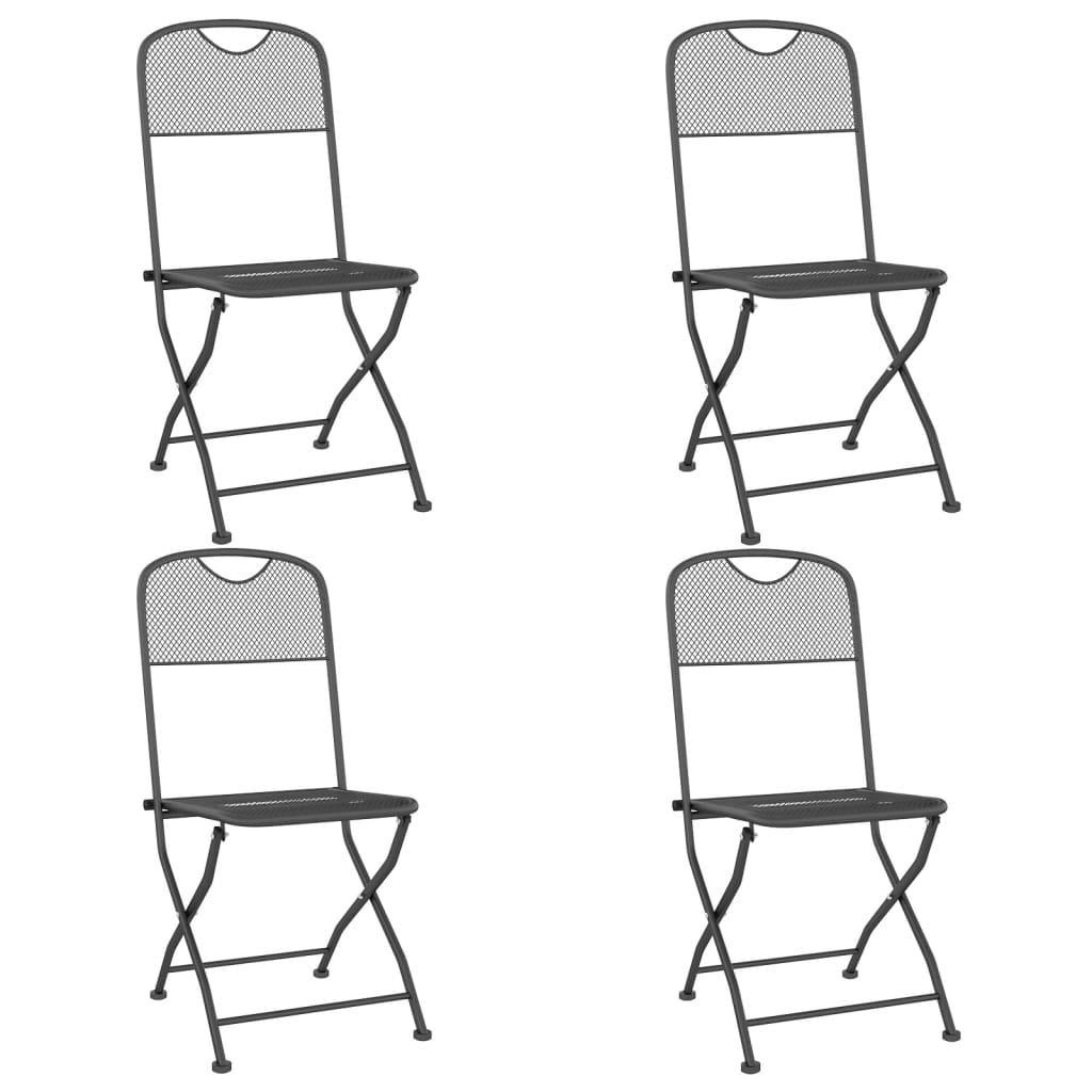 Set da Pranzo per Giardino 5pz Rete Metallica Espansa Antracite | homemem39