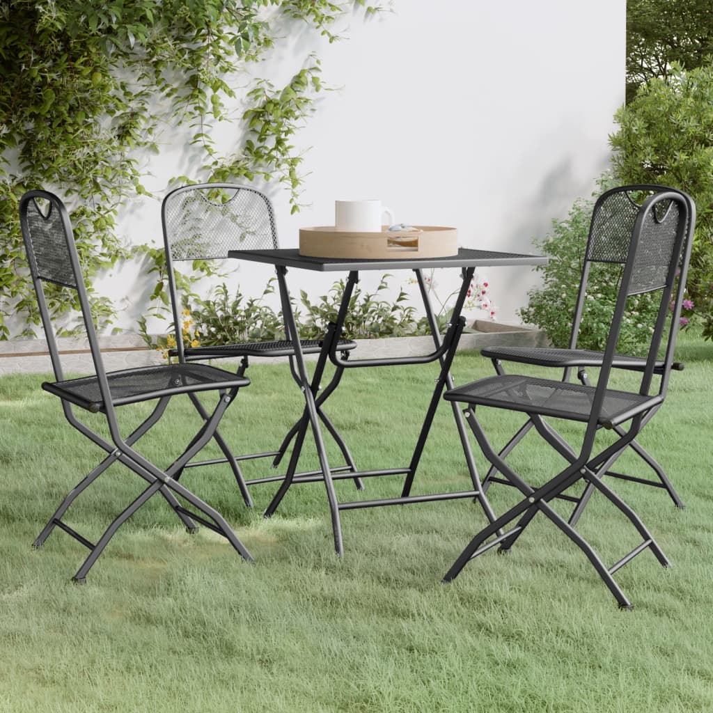 Set da Pranzo per Giardino 5pz Rete Metallica Espansa Antracite | homemem39