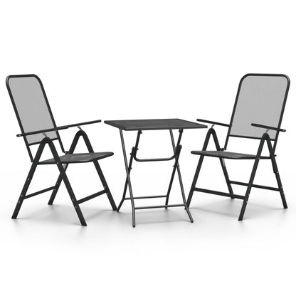 Set da Pranzo per Giardino 3pz Rete Metallica Espansa Antracite | homemem39