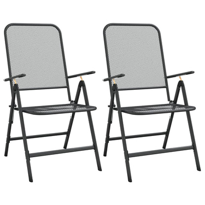Set da Pranzo per Giardino 3pz Rete Metallica Espansa Antracite | homemem39