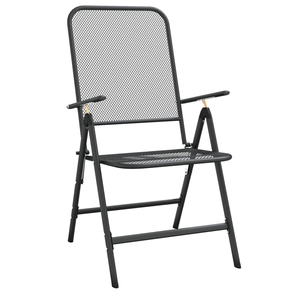 Set da Pranzo per Giardino 3pz Rete Metallica Espansa Antracite | homemem39