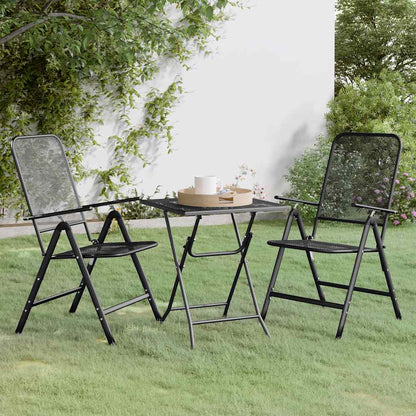 Set da Pranzo per Giardino 3pz Rete Metallica Espansa Antracite | homemem39