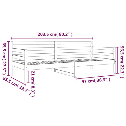 Dormeuse senza Materasso Bianca 80x200 cm Legno Massello Pino