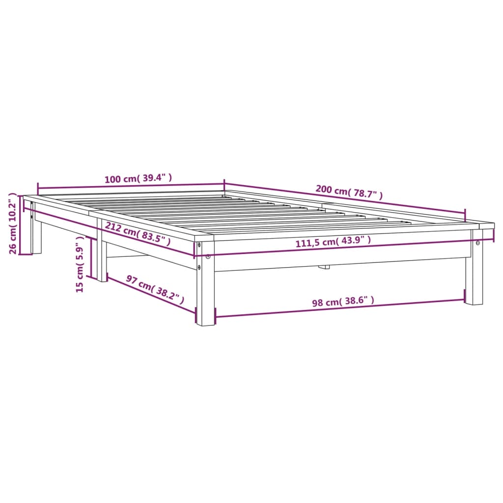 Giroletto Grigio 100x200 cm in Legno Massello di Pino | homemem39