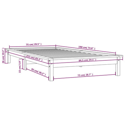 Giroletto Bianco 75x190 cm Small Single Legno Massello di Pino