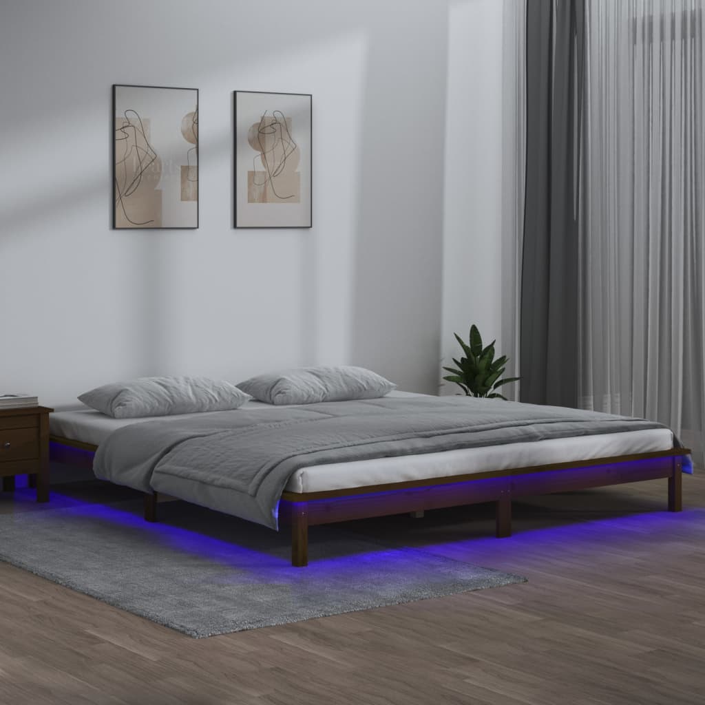 Giroletto con LED senza Materasso Ambra 140x200 Legno Massello - homemem39