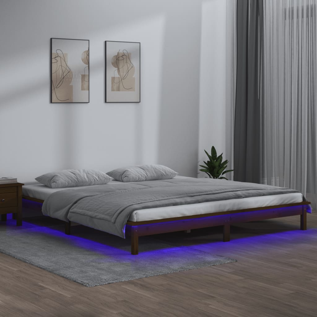Miele LED bed frame 180x200 cm Super King in Solid Wood