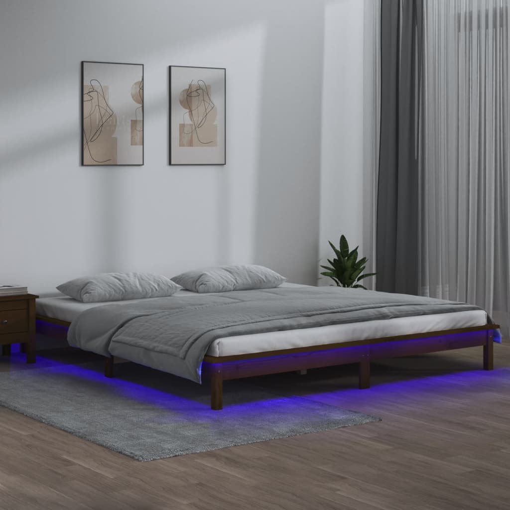 Giroletto con LED senza Materasso Ambra 200x200 Legno Massello - homemem39
