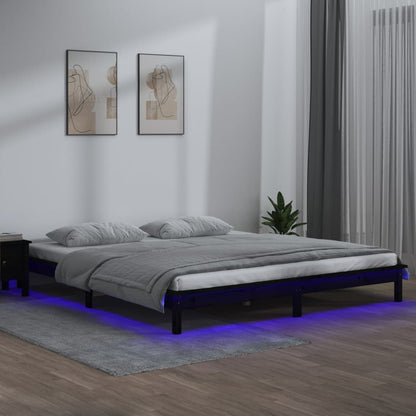 Giroletto LED Nero 120x190cm Small Double in Legno Massello - homemem39