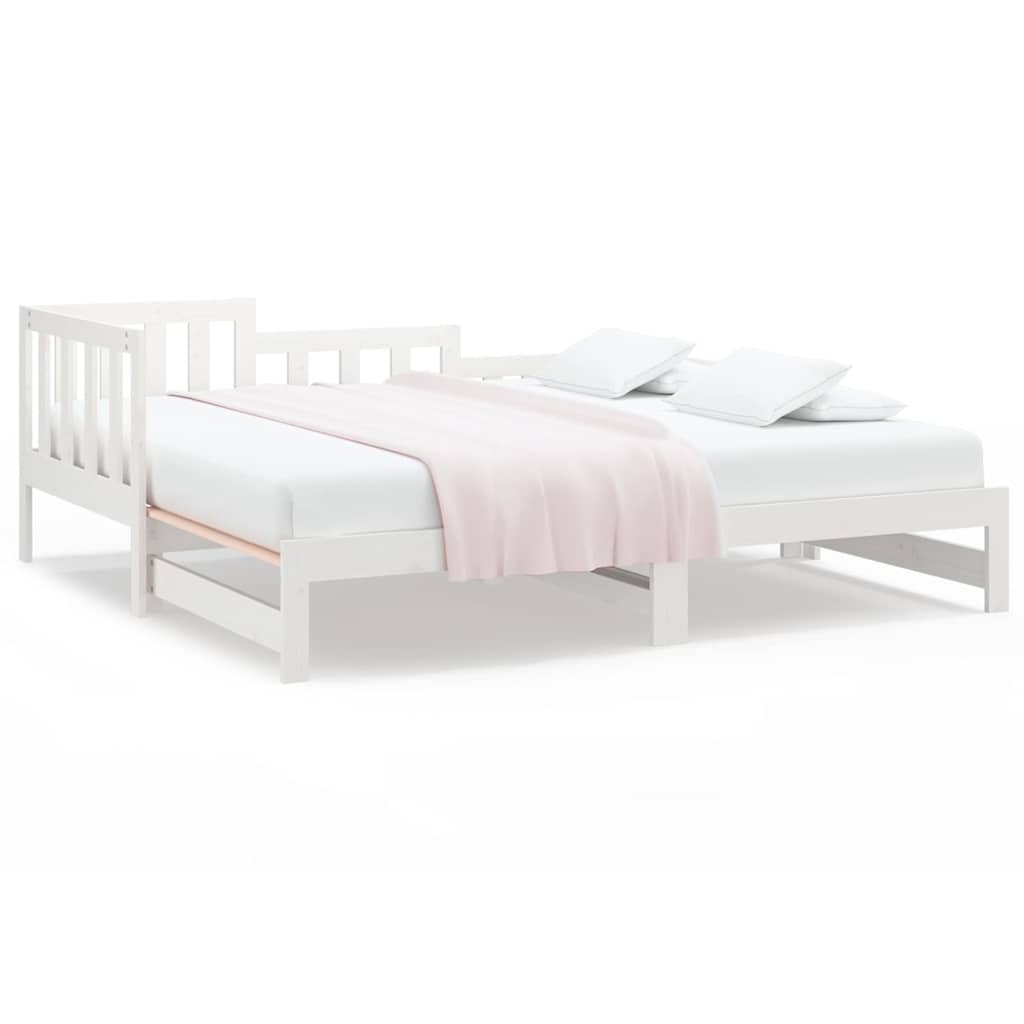 Dormeuse Estraibile Bianca 90x190 cm Legno Massello di Pino