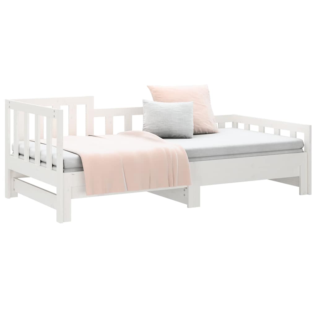 Dormeuse Estraibile Bianca 90x190 cm Legno Massello di Pino