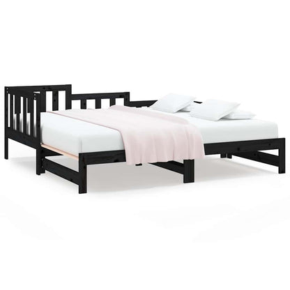 Dormeuse Estraibile Nera 90x190 cm Legno Massello di Pino